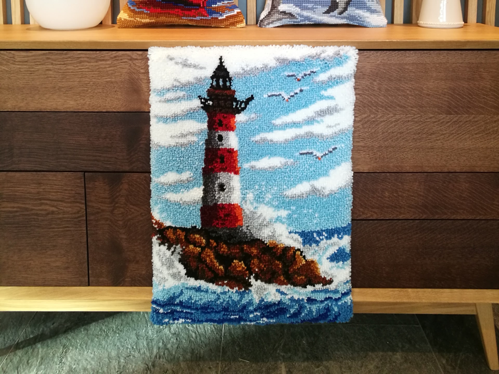 Latch hook rug lighthouse